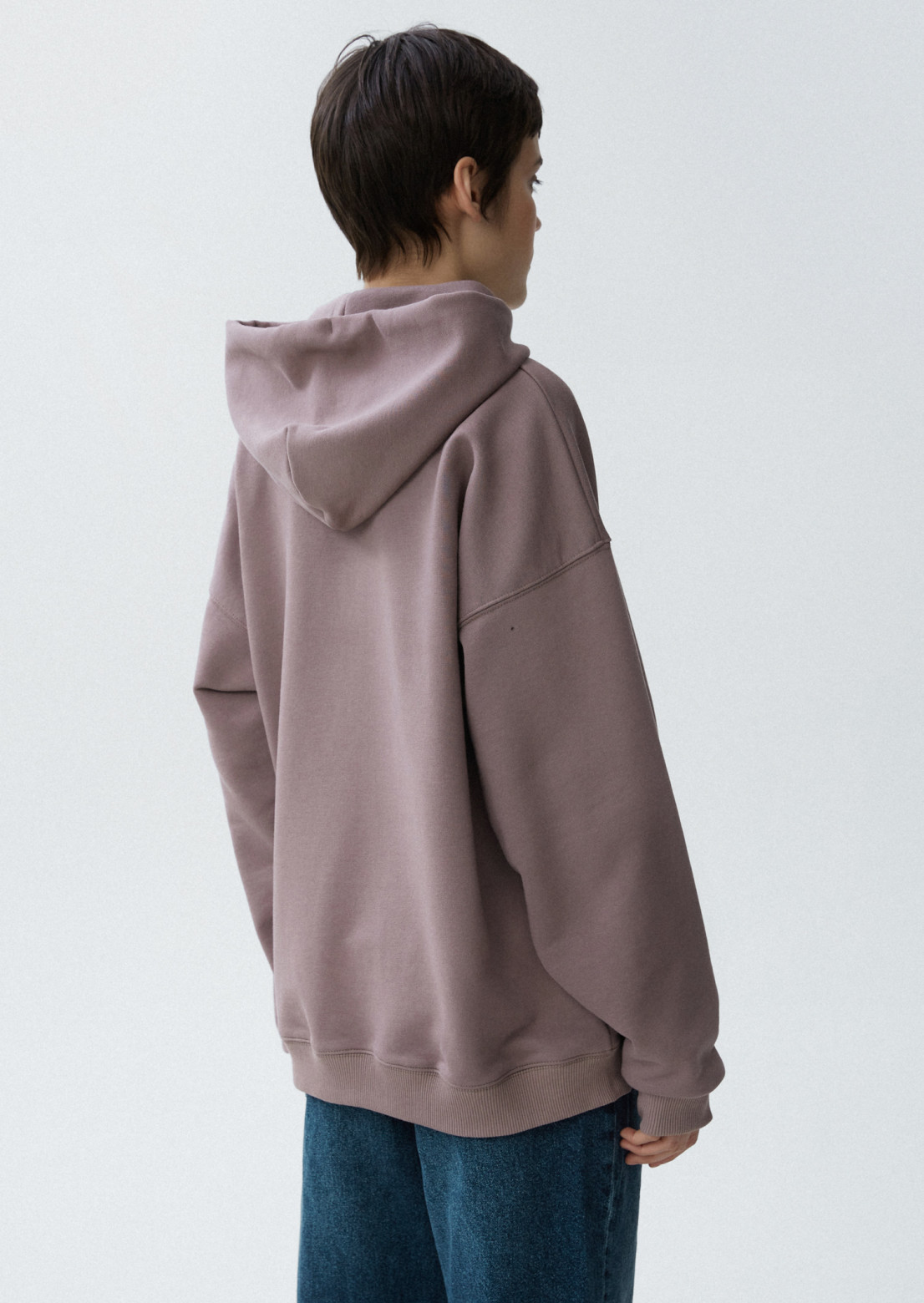 Cappuccino color three-thread hoodie